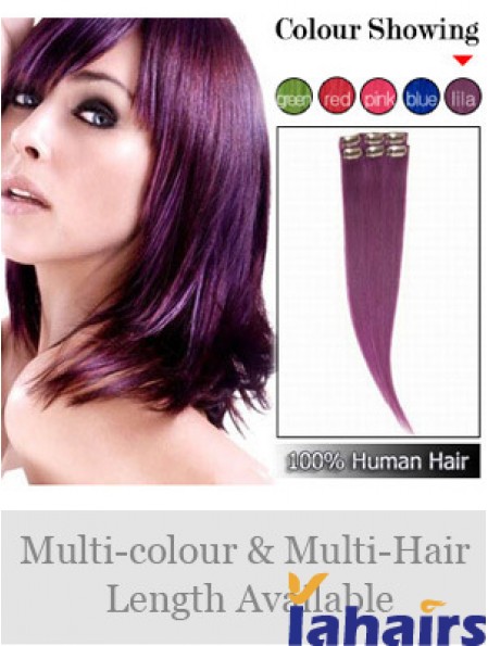 Convenient Black Straight Remy Human Hair Clip In Hair Extensions