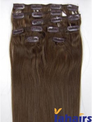 Perfect Brown Straight Remy Human Hair Clip In Hair Extensions