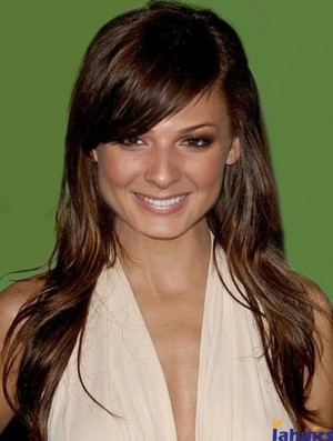 Style Brown Long Wavy 23 inch With Bangs  Lace Wigs