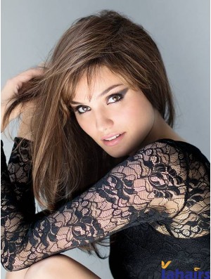 16 inch Straight Layered Monofilament Brown Exquisite Long Wigs