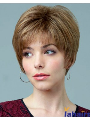 5.5 inch Natural Straight Boycuts Auburn Short Wigs