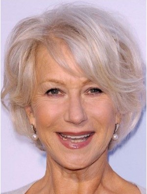 Cheap Grey Wigs Remy Human Grey Cut Wavy Style Short Length