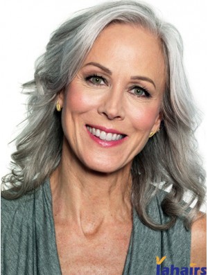 Wavy Monofilament 14 inch Gorgeous Shoulder Length Grey Wigs