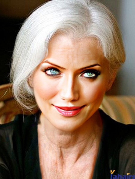 Gorgeous Short Straight Capless Grey Wigs