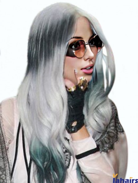 Fashionable Long Wavy 20 inch Synthetic Grey Wigs