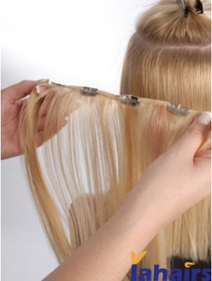 Hair Extension Clips Remy Straight Style Blonde Color