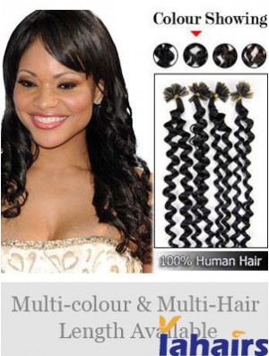 Black Curly Trendy Nail/U Tip Hair Extensions